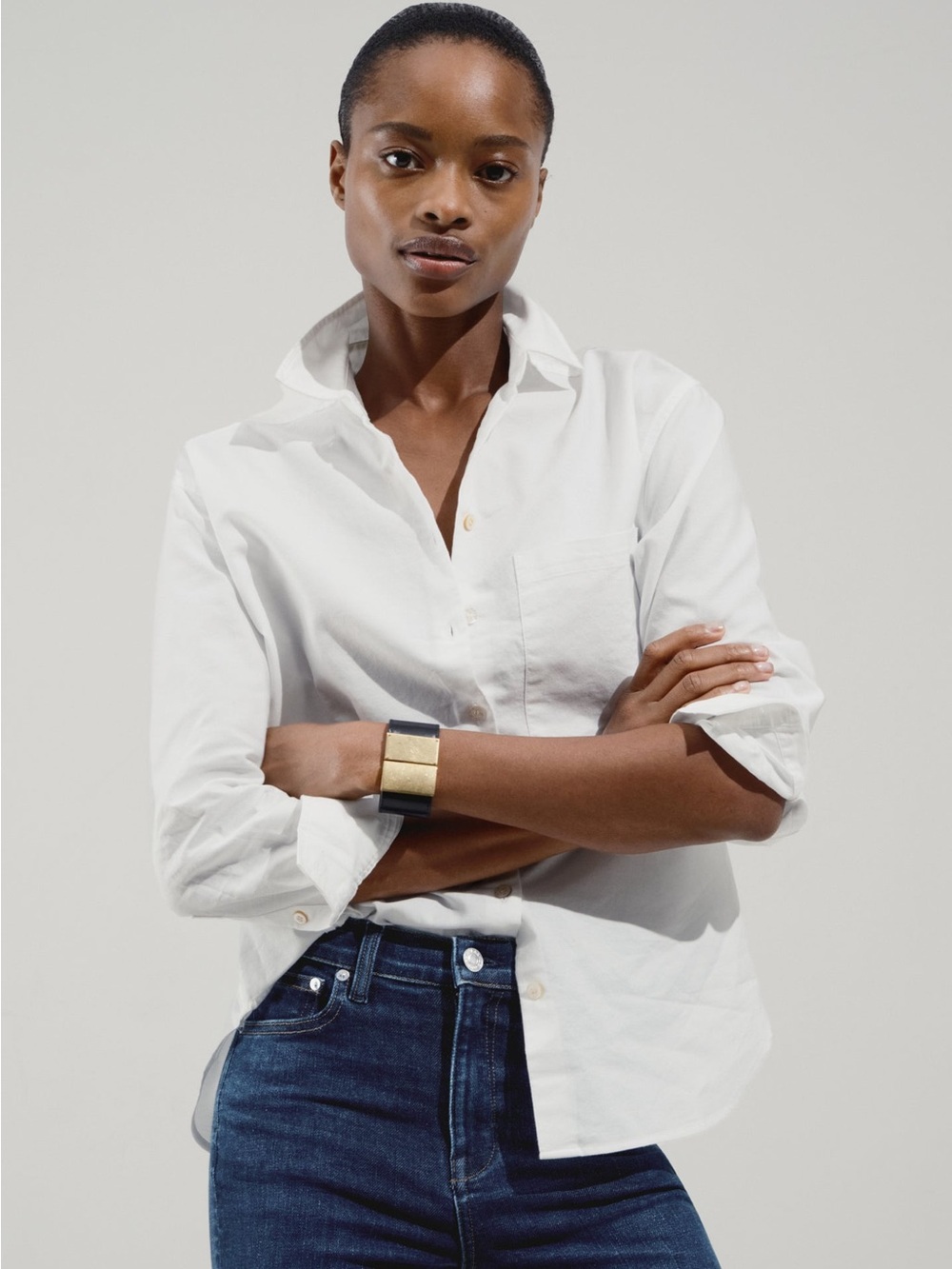 AYR White Button-Down Cotton Shirt